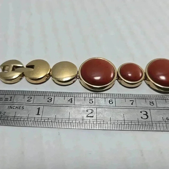 Womens Croton Watch Gold Red Orange Mother Of Pearl Dial Bracelet New Battery - Picture 8 of 9